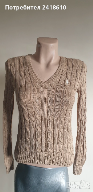 POLO Ralph Lauren Cable Pima Cotton  V - Neck Size XS НОВО! ОРИГИНАЛ! Дамски Пуловер!, снимка 1