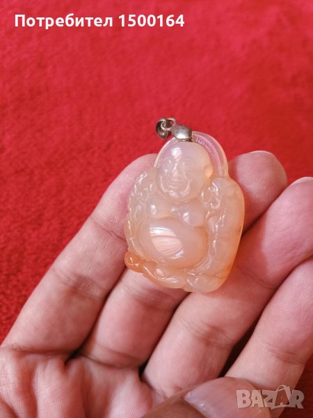 медальон висулка Буда бял жадеит, снимка 1