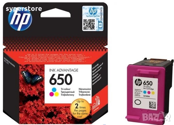 Глава за HP 650 Tri-color цветна CZ102AE мастило за HP DJ 1015 1515 1516 2515 2516 2545 2546 2645 35, снимка 1
