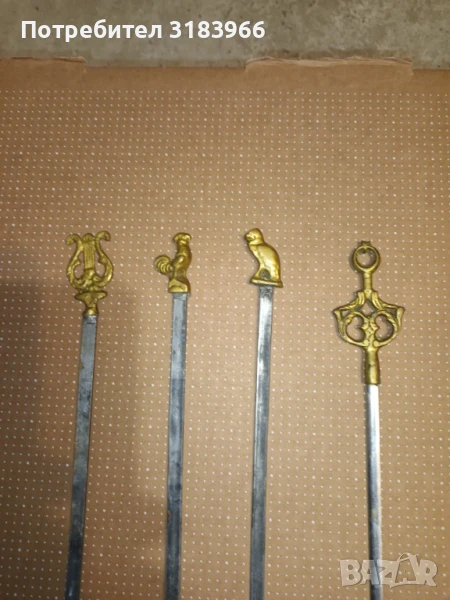 големи шишчета за месо 40 см от месинг .шишлък, снимка 1