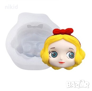 Лице Момиче Снежанка кукла силиконов молд форма декорация торта фондан шоколад гипс, снимка 1