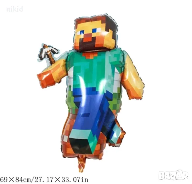 герой Minecraft Майнкрафт голям фолио фолиев балон хелий или въздух рожден ден , снимка 1