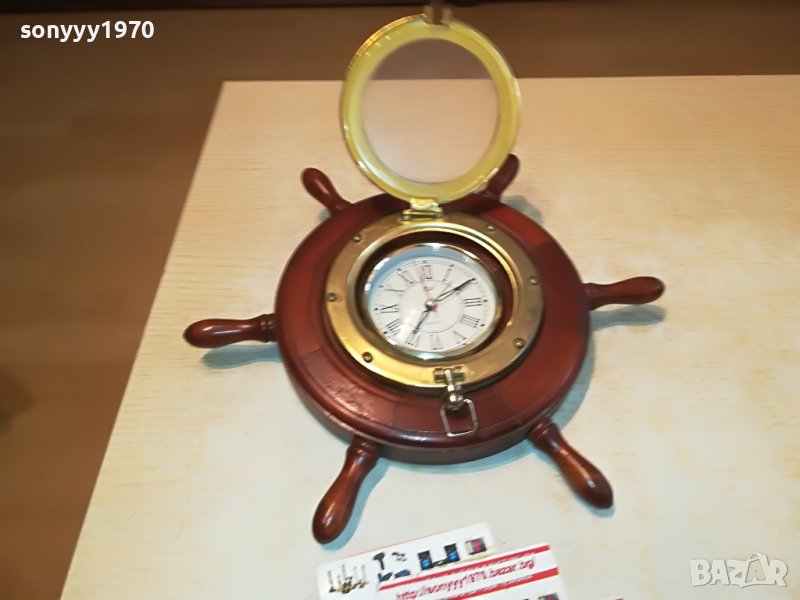 antique france-часовник рул-месинг/дърво 2710221637, снимка 1