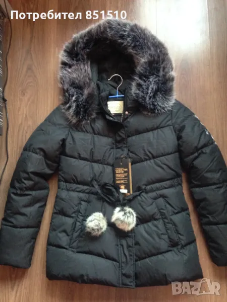  Дамско НОВО зимно яке с качулка от еко пух - XS/S, снимка 1