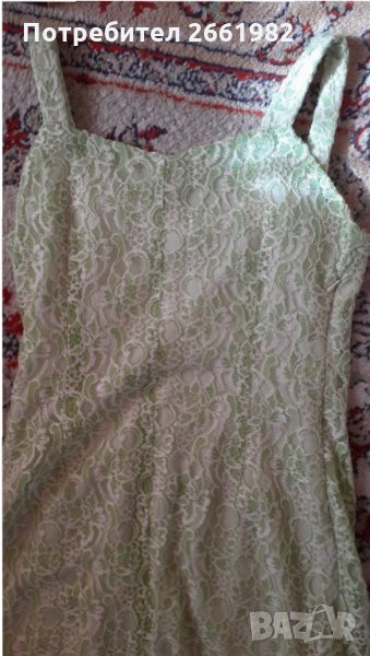 Дълга зелена дантелена рокля с подплата, снимка 1