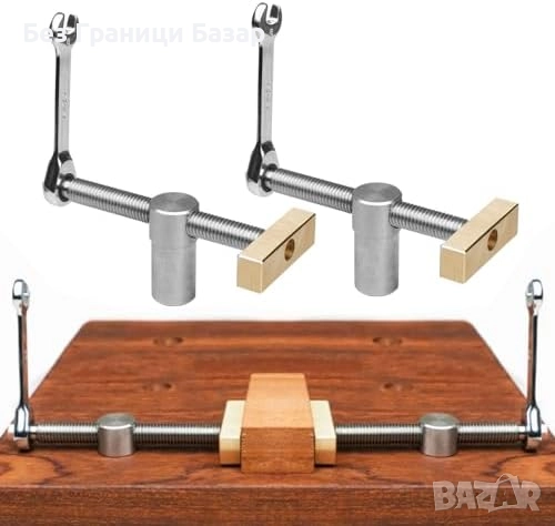 Нови Дърводелски регулируеми клипове за маса 2 броя Ø20 мм стомана месинг, снимка 1