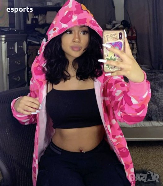Суичър (блуза с качулка) Bape A Bathing Ape Pink Camo M L XL 2XL розов, снимка 1