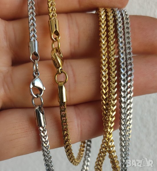 Ланец синджир верижка от медицинска стомана цвят сребро/злато сребърен/златен сребърна/златна куб, снимка 1