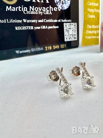 Сребърни обеци с мойсанит (Диамант) 0.5 карата, снимка 10 - Обеци - 52370580