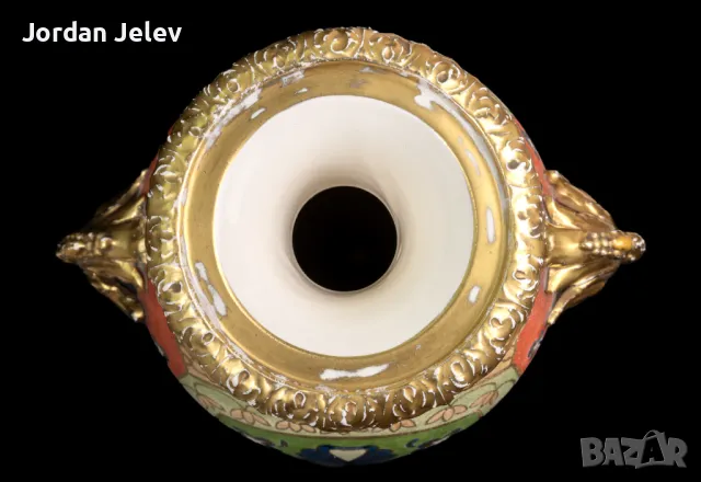 Рядка 100 годишна ваза от Franz Anton Mehlem- Royal Bonn., снимка 12 - Вази - 50295157