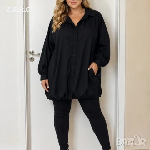Zara макси рокля-риза, черна, овърсайз