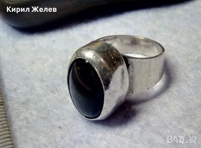 ЕФЕКТЕН ВинтиджАРТ СКЪПОЦЕНЕН СРЕБЪРЕН ПРЪСТЕН СРЕБРО 925 SEZGIN СЕЗГИН с ШЛИФОВАН ЧЕРЕН ОНИКС 29924, снимка 3 - Пръстени - 49913329