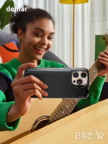 NEWDERY Калъф с батерия за iPhone 15 pro и 16 Pro 6.3” 5000mAh, CarPlay, кабелни слушалки, черен, снимка 7 - Калъфи, кейсове - 50688729