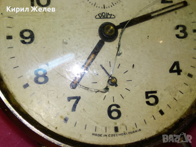 PRIM MADE IN CZECHOSLOVAKIA Стар МЕХАНИЧЕН КОЛЕКЦИОНЕРСКИ ЧЕХОСЛОВАШКИ БУДИЛНИК - ПРИМ 30611, снимка 4 - Антикварни и старинни предмети - 44549503