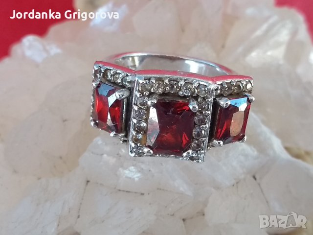 Много красив сребърен пръстен с естествени камъни, снимка 4 - Пръстени - 40132323