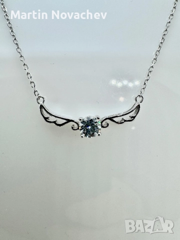 Сребърно колие с мойсанит (Диамант) 0.5 карата, снимка 3 - Колиета, медальони, синджири - 52619349