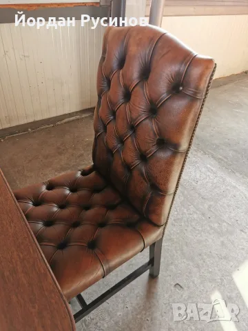 Оригинален луксозен комплект 12 Chesterfield стола с маса от махагон, снимка 7 - Столове - 52389880
