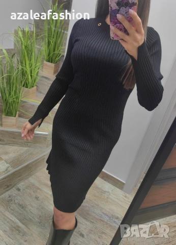 Дамска рокля плетиво в черно, снимка 4 - Рокли - 53220470