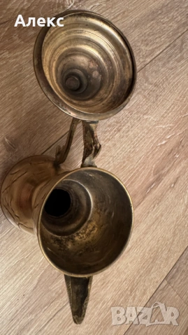 Стар малък арабски ибрик, за декор– месинг., снимка 4 - Антикварни и старинни предмети - 53330934