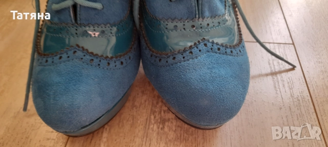 Тюркоазени високи обувки, снимка 6 - Дамски обувки на ток - 52286399