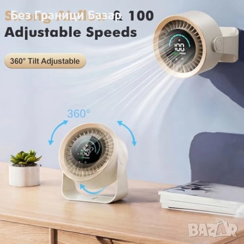 Нов Тих USB вентилатор за бюро 100 скорости 360° въртене LED за охлаждане лято, снимка 3 - Друга електроника - 53914903
