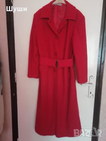 Елегантно червено дамски палто , снимка 2 - Палта, манта - 34291069