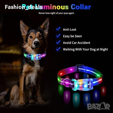 Нов LED светещ нашийник за куче разходка през нощта безопасност USB , снимка 6 - За кучета - 40629073