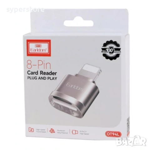 Card Reader за iPhone Lightning EARLDOM OT94L Четец за карти MicroSD, снимка 3 - Резервни части за телефони - 53280888