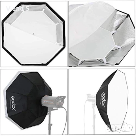 GODOX Софтбокс 120 см 47" осмоъгълен софтбокс със стойка Bowens Софтбокс за светкавица Speedlite неп, снимка 3 - Чанти, стативи, аксесоари - 50738696