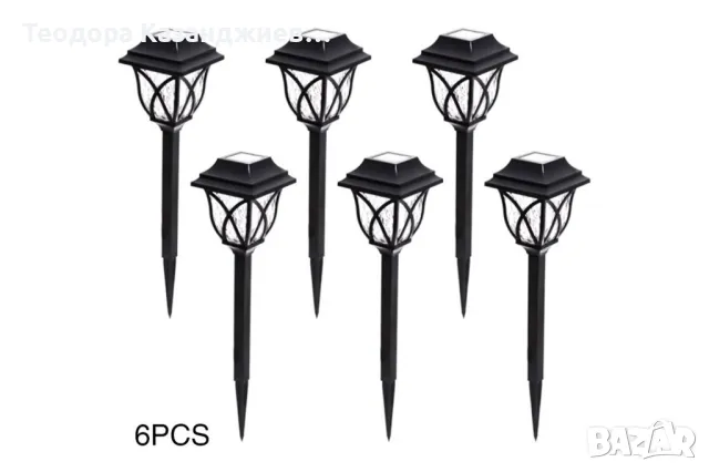 Комплект  6 броя соларни лампи за осветяване на алеи и пътеки в градината H LED32, снимка 2 - Лед осветление - 49728427