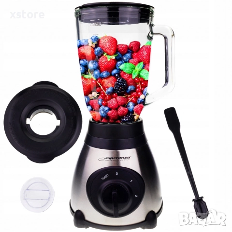 Блендер Esperanza, 500W, 1.5л., Стъклена кана, Инокс черен