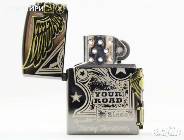 Метална запалка с емблемата на Harley Davidson, снимка 3 - Запалки - 34437771