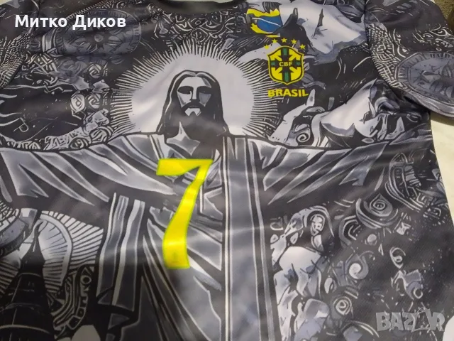 Фенска тениска на Бразилия нова #7 Винисиус Вини Джуниър Реал Мадрид Исус размер С, снимка 3 - Футбол - 56169021