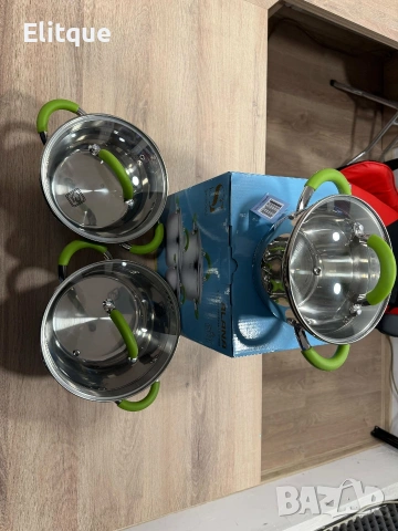 Комплект тенджери Swissgold Alana – 3 броя с капак от неръждаема стомана с 5-слойно капсулно дъно, снимка 3 - Съдове за готвене - 53255660