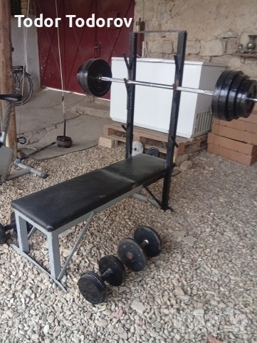 Продавам щанга , тежести 100кг , и лежанка , снимка 2 - Фитнес уреди - 53928344
