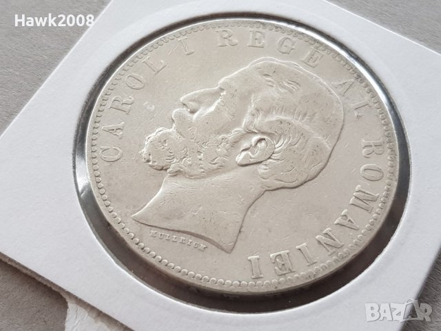 5 леи 1883 Кралство Румъния КАРОЛ 1 Рядка Сребърна монета, снимка 5 - Нумизматика и бонистика - 39975499