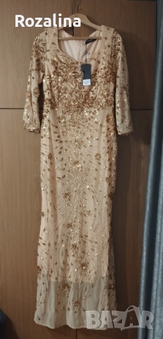 Вечерна рокля и обувки в злата, снимка 3 - Рокли - 52581049