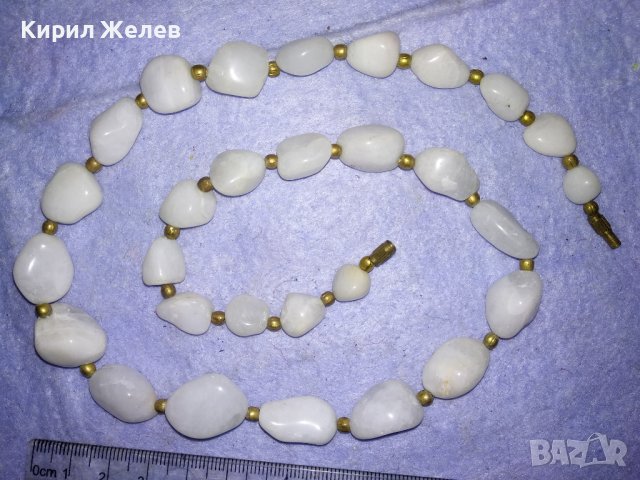 ДРАГОЦЕННА СТАРИНЕН СТИЛ ОГЪРЛИЦА КОЛИЕ НАТУРАЛЕН МЛЕЧЕН КВАРЦ и БРОНЗ 34666, снимка 2 - Колиета, медальони, синджири - 39202107