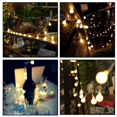 Соларно коледно LED осветление, 60 броя, 6 метра , снимка 3 - Лед осветление - 51989941