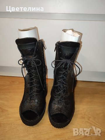 Дамски боти от естествена кожа Bianki с отворена пета и пръсти цена 95,99 лв. номер 37, снимка 4 - Дамски обувки на ток - 44222960