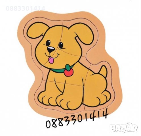 Дървен пъзел самолет, камион, динозавър, куче и котка , снимка 6 - Образователни игри - 30766889