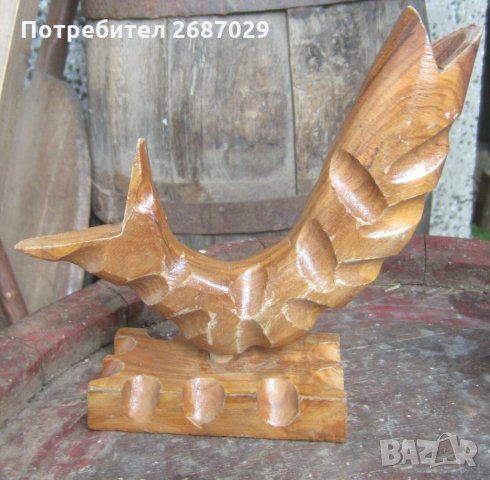 Дървена риба моливник фигура статуетка дърворезба, снимка 1 - Други - 31781074