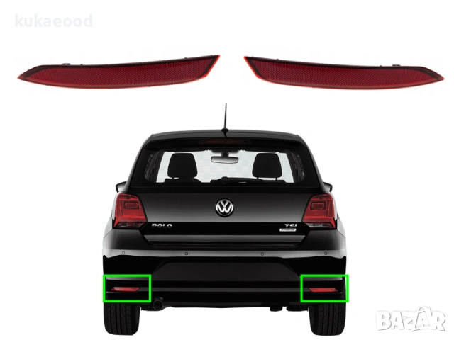 Рефлектор за задна броня на VW Polo 6C, снимка 4 - Части - 54106827
