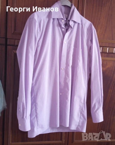OLYMP 40 L/XL КАТО НОВА лилава риза с дълъг ръкав Олимп purple shirt, снимка 3 - Ризи - 50593282