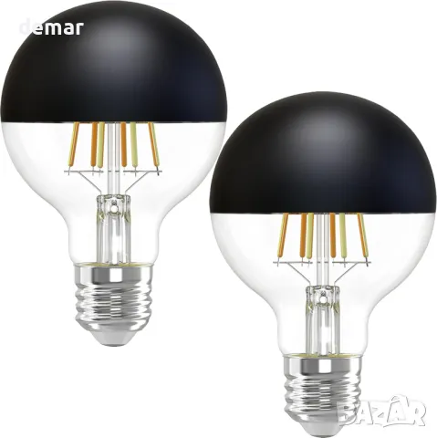 Светодиодна крушка Vanpus E27, 6W, черна полугалванизирана, топло бяло, 2 броя