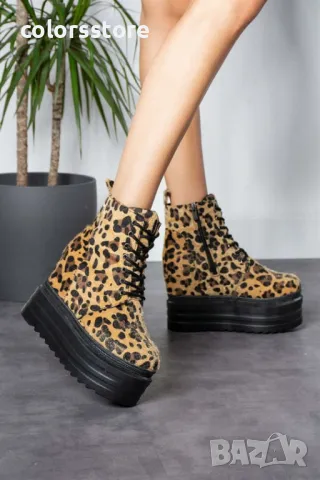 Боти на платформа - леопардов принт - BML88