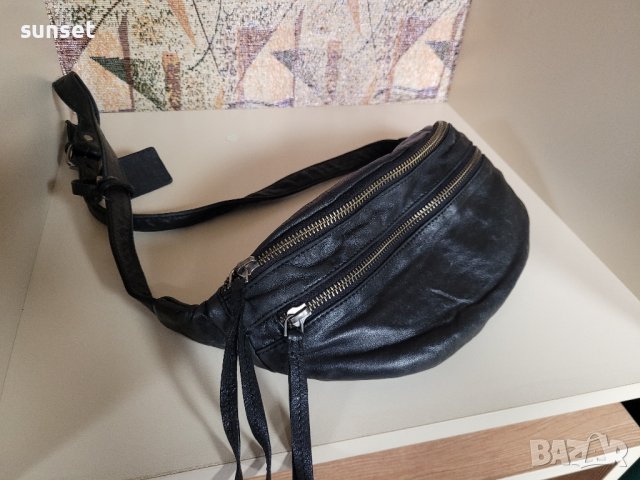 естествена кожа чанта през кръстта,черна, снимка 3 - Чанти - 44496569