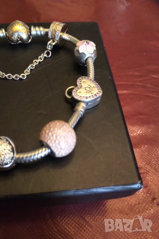 Оригинална  сребърна гривна Пандора  с розова позлата , снимка 11 - Гривни - 34912086