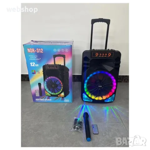 Мощна Tонколона NDR-312 с 12 инча говорител, безжичен микрофон и дистанционно, 1500W, снимка 1
