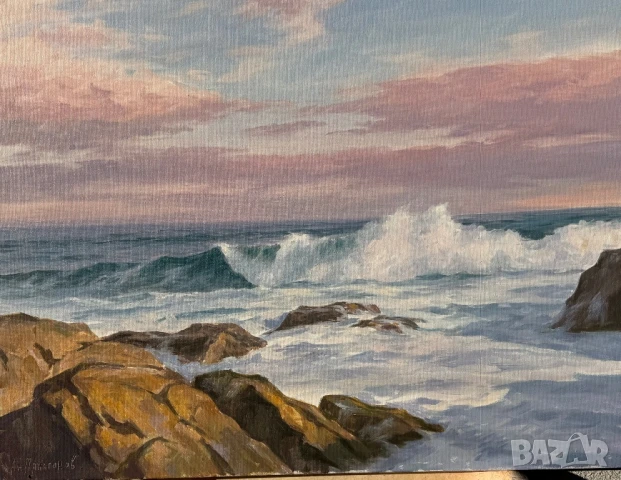 Картина на А.Панагонов-Бурно море край Камен бряг!, снимка 4 - Картини - 50577339